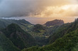 Aerial view from Balcoes at green hills and mountains in Faial county, Madeira
