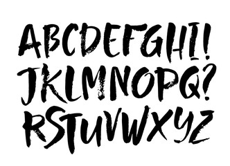 Vector Acrylic Brush Style Hand Drawn Alphabet Font. Calligraphy alphabet on a white background