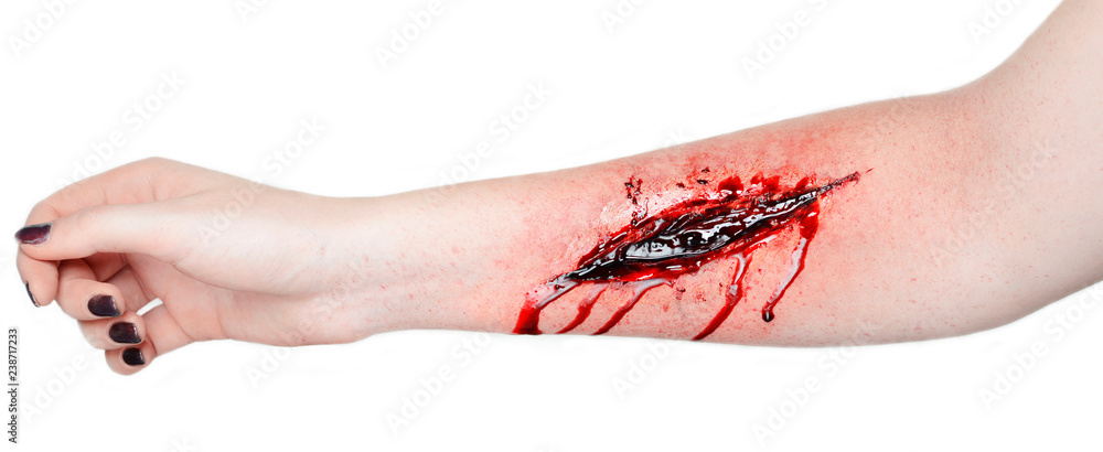  cut wound blood on hand cut sutsyd vein professional makeup flows blood - obrazy, fototapety, plakaty 
