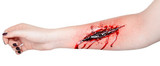 Fototapeta Storczyk -  cut wound blood on hand cut sutsyd vein professional makeup flows blood