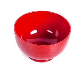 Red empty bowl isolated on white background