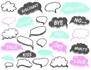 Wall Mural - Vector speech bubbles background set.