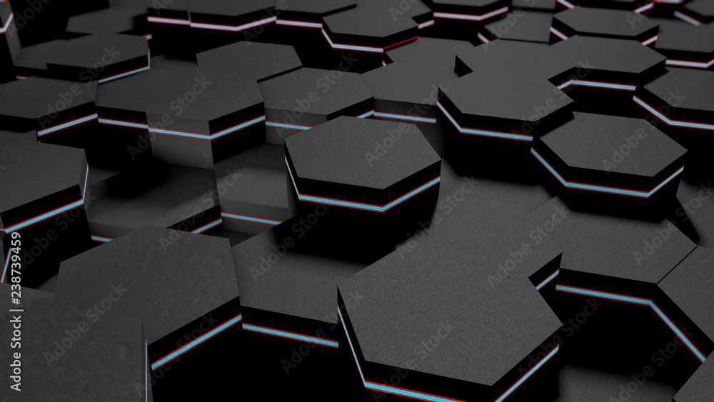3D illustration of abstract futuristic background from many different ...