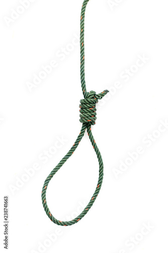 Fotografie, Obraz Hangman rope knot isolated on white background.