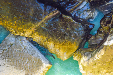 blue water bright river nature stones rocks gorge  view 