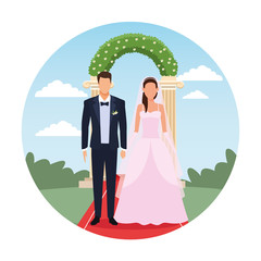 Sticker - wedding couple cartoon