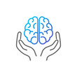 Brain in hands vector icon outline style