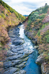 takatsudo gorges wrapped in autumn leaves / takatsudo gorges is a valley in takatsudo omama-machi, m