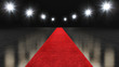 Dark granite floor with red carpet and flash light 3d rendering