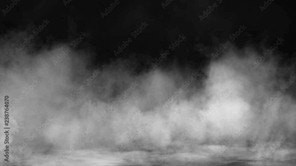 Fog and mist effect on black background. Smoke texture  - obrazy, fototapety, plakaty 