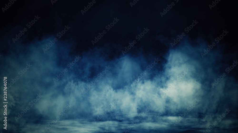 Colorful smoke on floor . Isolated black background . Misty fog effect texture overlays for text or space - obrazy, fototapety, plakaty 