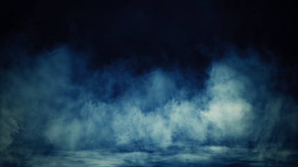 colorful smoke on floor . isolated black background . misty fog effect texture overlays for text or 