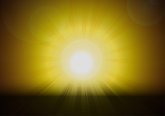 Wall Mural - Vector : Sun and lens flare on orange background