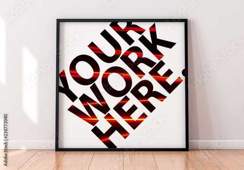 Download Square Framed Print On Wooden Floor Mockup Stock Template Adobe Stock