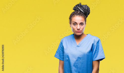 Young Braided Hair African American Girl Professional Nurse Over