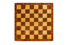 Old Scratched Chess Board On White Background. Texture