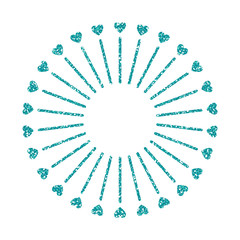 Wall Mural - Heart Frame. Cute Turquoise Glitter. Vector