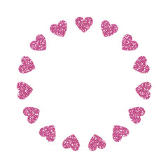 Sticker - Heart Frame. Cute Pink Glitter. Vector