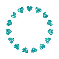 Sticker - Heart Frame. Cute Turquoise Glitter. Vector