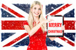 Woman british national flag Merry Christmas