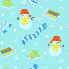 Wall Mural - Vector winter seamless pattern