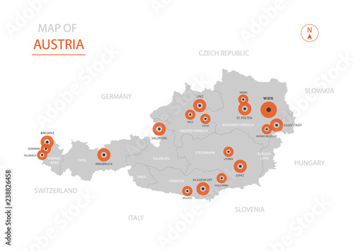 Stylized Vector Austria Map Showing Big Cities Capital Vienna Administrative Divisions Buy This Stock Vector And Explore Similar Vectors At Adobe Stock Adobe Stock