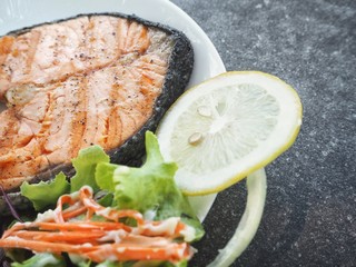 Canvas Print - Salmon steak on the plate