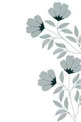 Wall Mural - flowers with branches and leaves icon