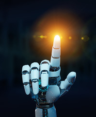 Aufkleber - White cyborg pointing his finger 3D rendering