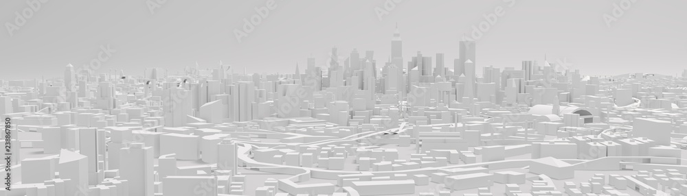 City Center 3d rendering, illustration 3d - obrazy, fototapety, plakaty 