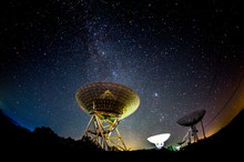 Radio Telescopes And The Milky Way At Night