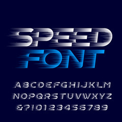 speed alphabet font. fast speed effect type letters and numbers. stock vector typescript for your de