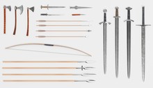 Realistic 3d Render Of Viking Weapons