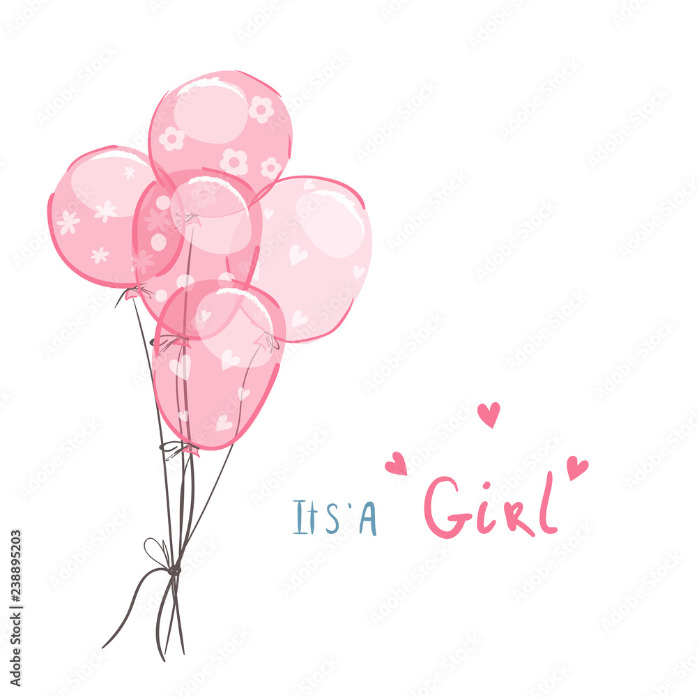 Baby shower invitation for girls. It's a girl vector illustration ...