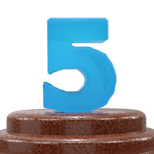 Number 5 Five On Choсolate Cake. 3D Render Illustration.