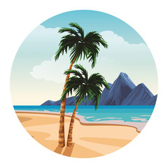 Sticker - Beach and island scenery