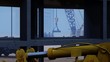 © satori - construction site on a desert 3d rendering