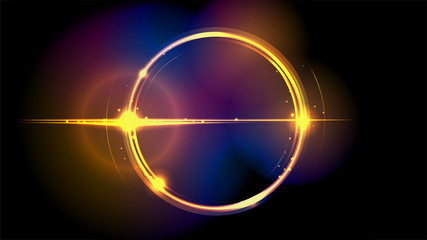Wall Mural - fantasy circular golden light background