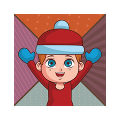 Poster - cute winter boy cartoon