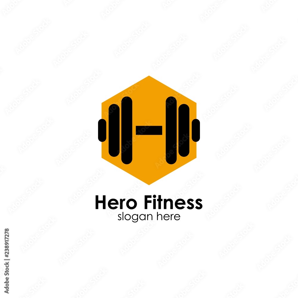 hero fitness logo template Stock Vector | Adobe Stock, image size:1000x1000