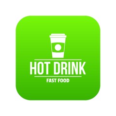 Canvas Print - Hot drink icon green vector isolated on white background