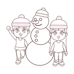 Canvas Print - cute winter children cartoon