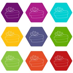 Poster - Gift icons 9 set coloful isolated on white for web