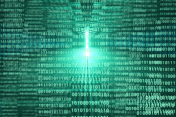 futristic techno background, binary code in the information space