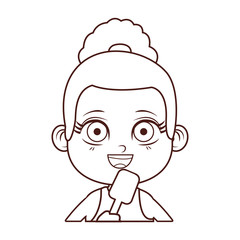 Sticker - cute girl cartoon brown lines