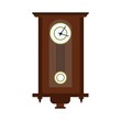 Antique brown vector clock on white background.