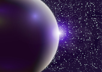 Wall Mural - abstract universe with planets and bright stars. effects of halo light on a dark background, flashes