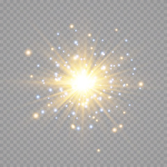 Wall Mural - glow light effect. starburst with sparkles on transparent background. vector illustration. sun
