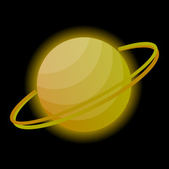 Wall Mural - glowing planet of saturn on a black background. planet with rings for your design. vector illustrati