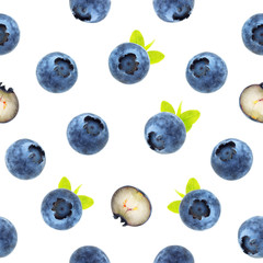 Wall Mural - Blueberry seamless pattern. For backgrounds, packaging, textile and various other designs